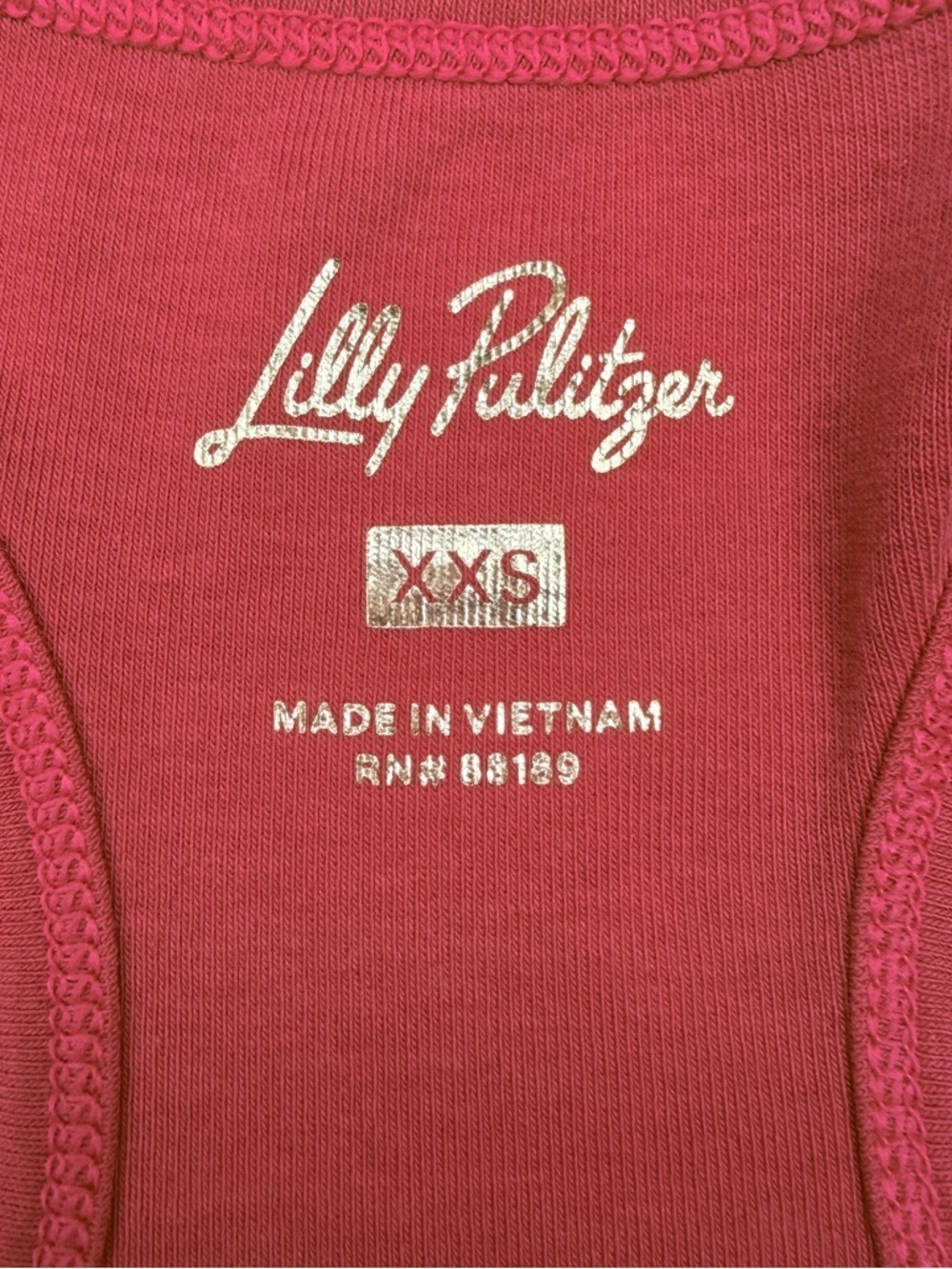 Lilly Pulitzer Raspberry Red Racerback Tank with Button Placket - Picture 7 of 9